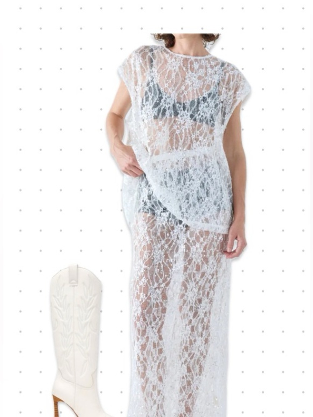 White Sheer Lace Maxi Skirt Set - Elegant Beach Cover-Up
